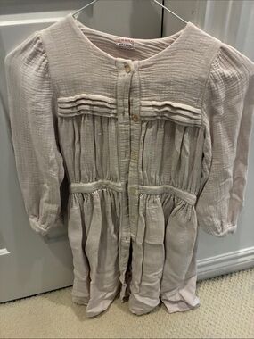 Morley Light Cream Cotton Button-Front Girl's Dress